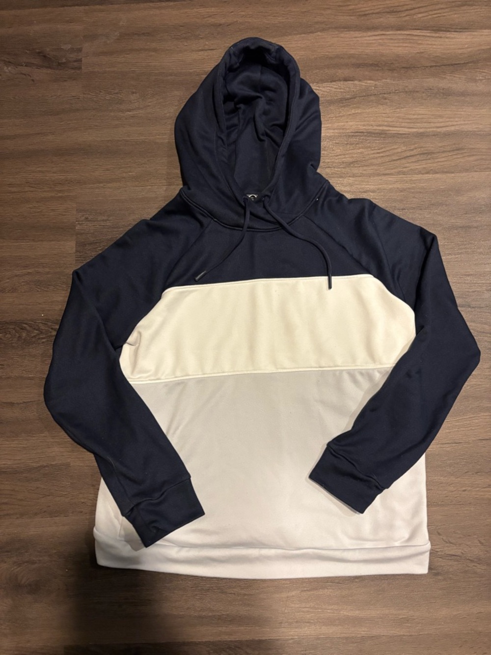 Under Armour LG Colorblock Navy and Cream Pullover Hoodie